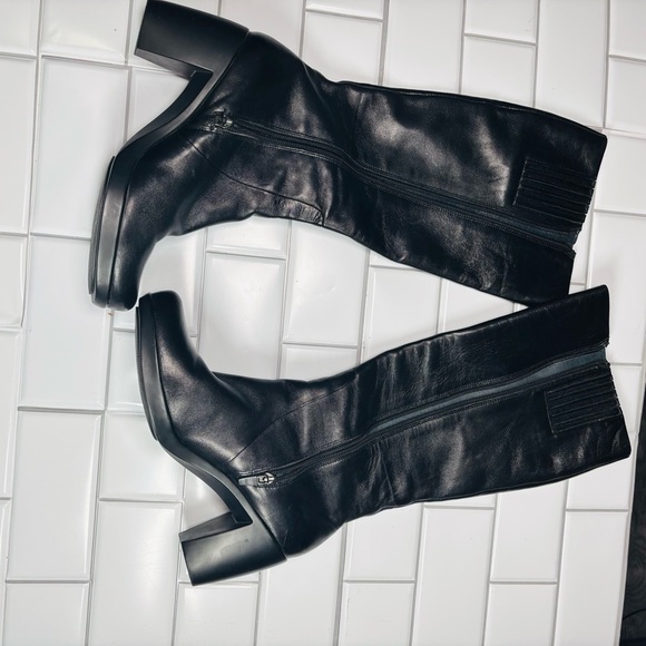 Dansko tall nappa black leather heeled boots - Picture 8 of 10